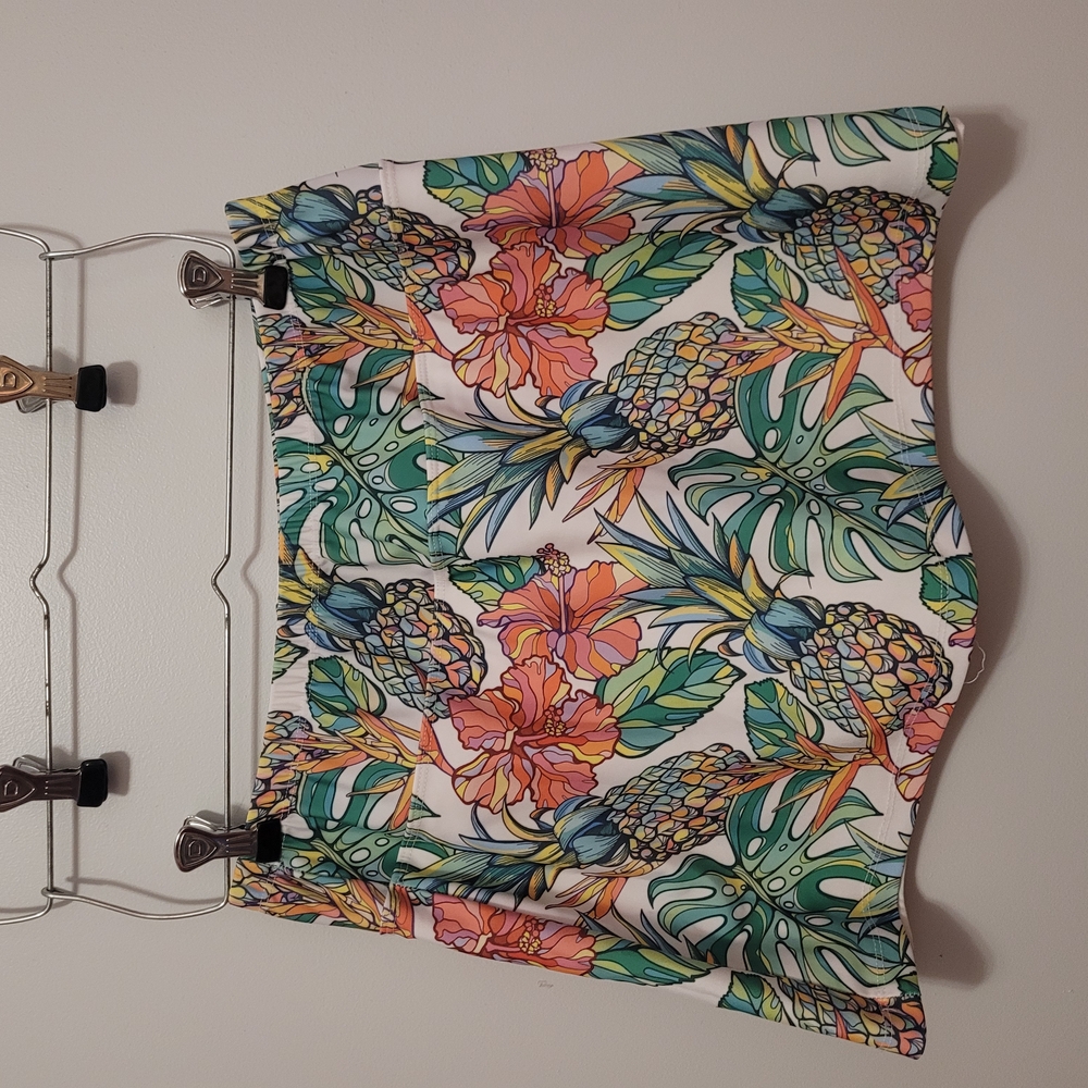 Tropical Floral and Pineapple Print Skirt